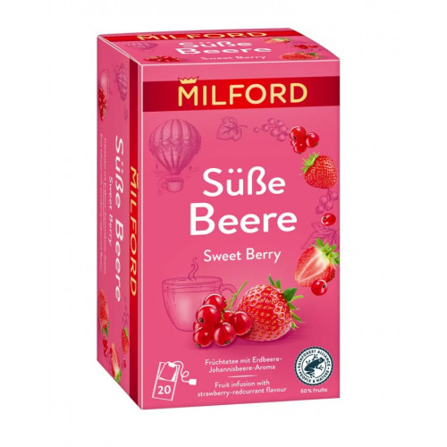 Milford Gyümölcstea 20x2g földieper-ribizli