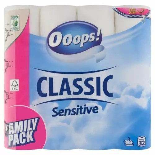 Ooops Toalettpapír 3 rétegű 32 tekercses SENSITIVE