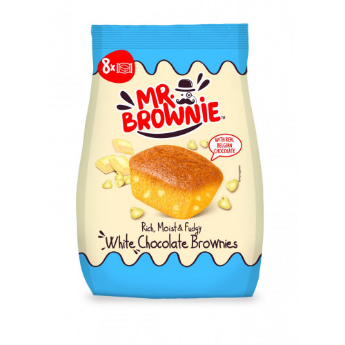 Mr. Brownie Mini sütemény 8x25g fehérr csokoládé darabos