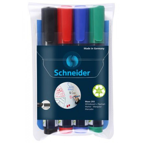 Schneider Tábla- és flipchart marker készlet 2-5mm vágott Maxx 293 4 szín