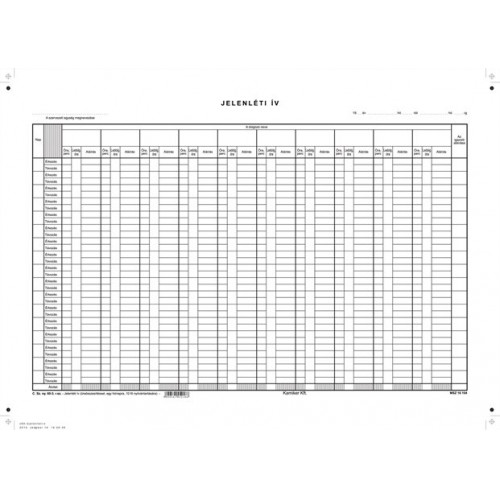 Victoria Jelenléti ív 1 hónap-10 fő A3 C.60-3 darab!