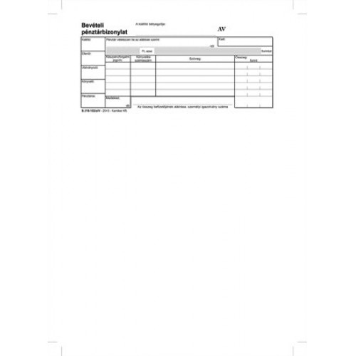 Victoria Bevételi pénztárbizonylat 25x3 B.318-102 darab!