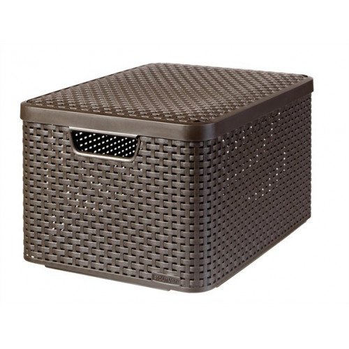 Curver Rattan hatású kosár tetővel 30l sötétbarna