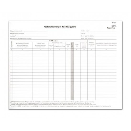 Pátria Postaküldemények feladókönyve postakönyv C.7976-12