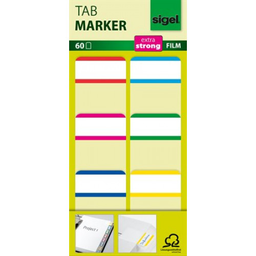 Sigel Oldaljelölő megerősített fehér szélű 25x38mm 6x10db vegyes színek