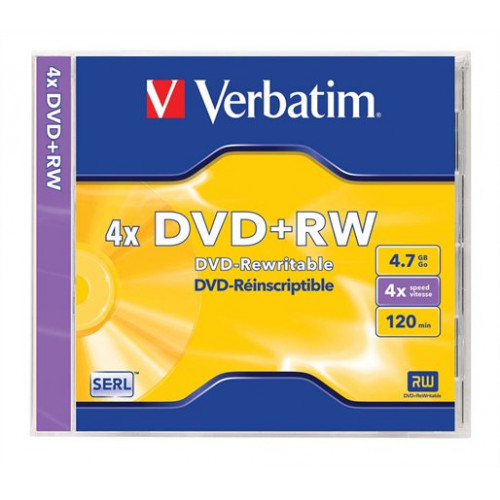 Verbatim DVD+RW lemez újraírható 4,7GB 4x normál tok