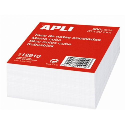 Apli Kockatömb ragasztott fehér 80x80mm 500lap