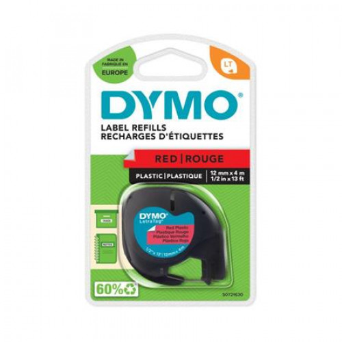 Dymo Feliratozógép szalag 12mmx4m Letratag piros