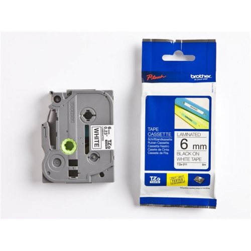 Brother Feliratozógép szalag 6mmx8m fehér-fekete