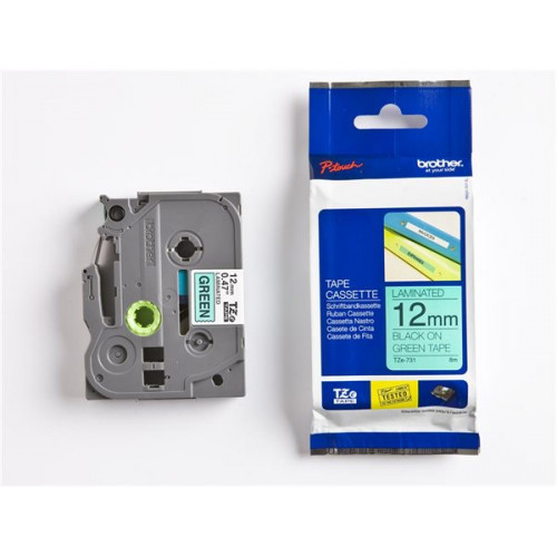 Brother Feliratozógép szalag 12mmx8m zöld-fekete