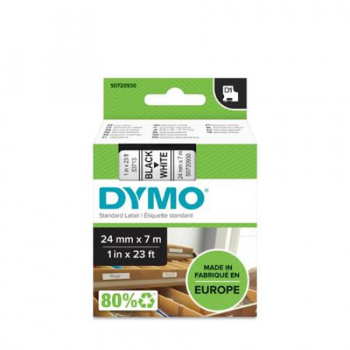 Dymo Feliratozógép szalag 24mmx7m D1 fehér-fekete