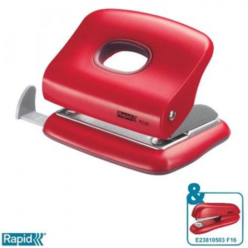 Rapid Lyukasztó két lyukú 20lap FC20 Fashion vörös