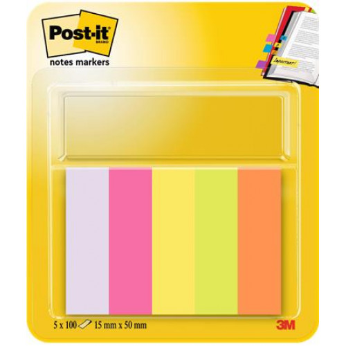 3M Postit Jelölőcímke papír 5x100lap 15x50mm vegyes