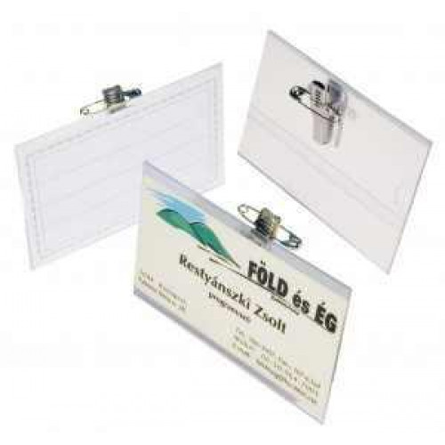 Névkitűző PVC csíptetővel és tűvel 90x57mm