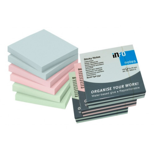 Gln Öntapadó jegyzettömb 75x75mm 6x100lap Harmony pasztell