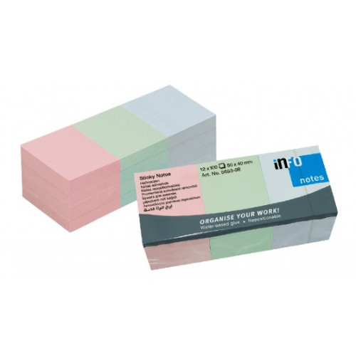 Gln Öntapadó jegyzettömb 40x50mm 12x100lap Harmony pasztell