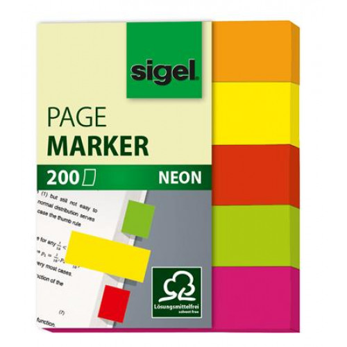 Sigel Jelölőcímke papír 5x40lap 12x50mm Neon Mini vegyes szín