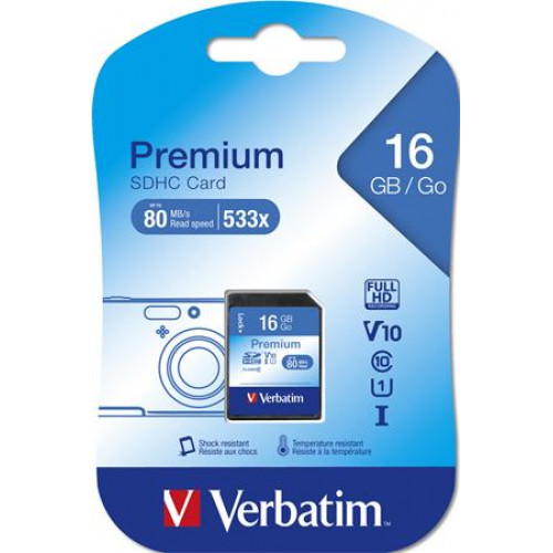 Verbatim Memóriakártya SD 16GB Class 10 Premium