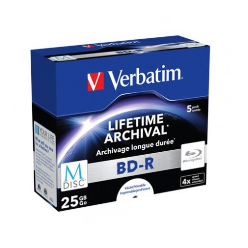 Verbatim BD-R BluRay lemez archiváló nyomtatható M-DISC 25GB 4x normál tok