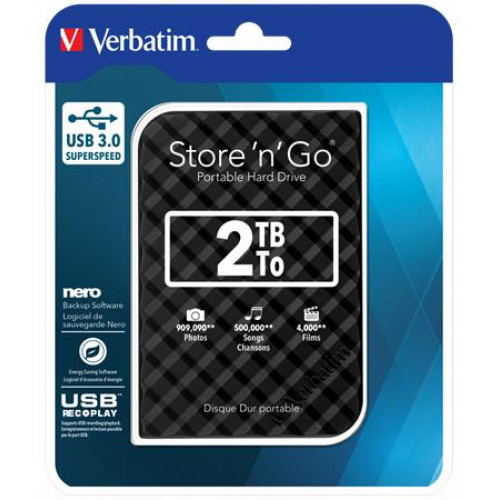 Verbatim 2,5 HDD (merevlemez) 2TB USB 3.0 Store n Go fekete