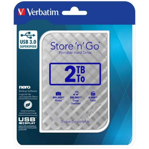 Verbatim 2,5 HDD (merevlemez) 2TB USB 3.0 Store n Go ezüst