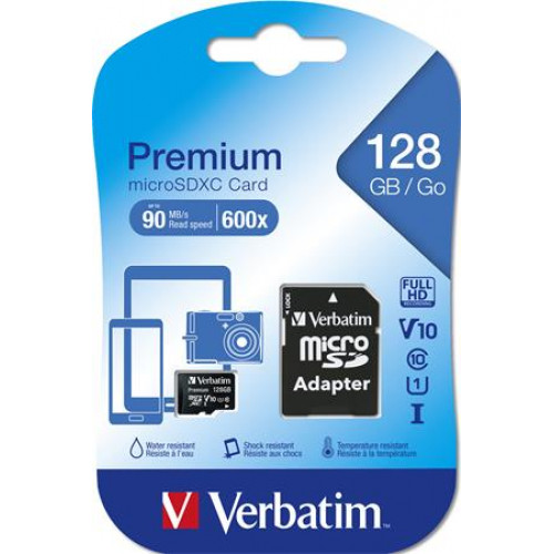 Verbatim Memóriakártya Micro SDXC 128GB Class 10 adapterrel Premium