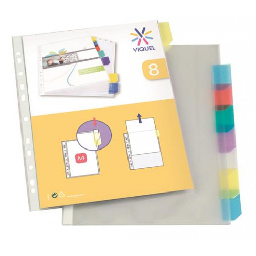 Viquel Genotherm lefűzhető jelölőfüles A4 90 mikron víztiszta 8 részes