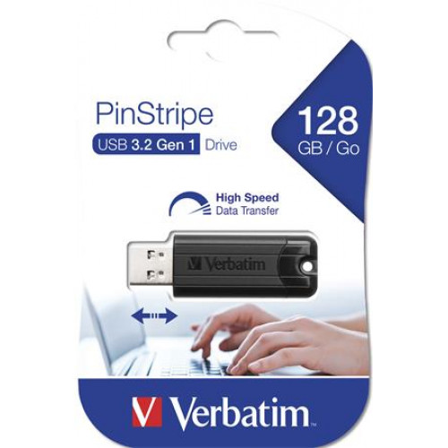Verbatim Pendrive 128GB USB 3.0 Pinstripe fekete