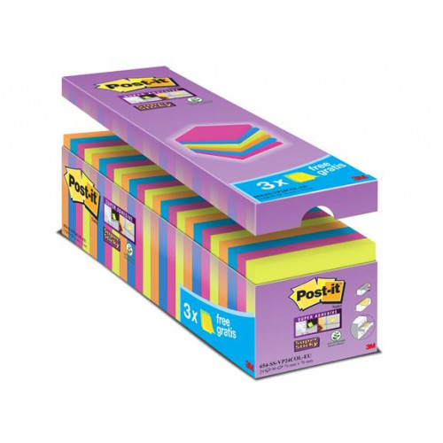 3M Postit Öntapadó jegyzettömb csomag 76x76mm 24x90lap Super Sticky vegyes