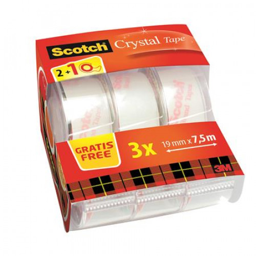 3M Scotch Ragasztószalag adagoló kézi 19mmx7,5m Crystal 2+1