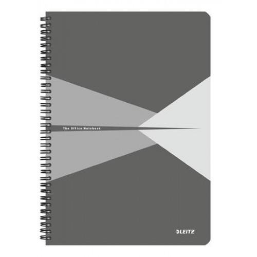 Leitz Spirálfüzet A4 vonalas 90lap laminált karton borító Office szürke