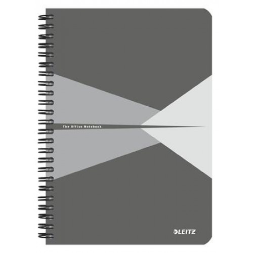 Leitz Spirálfüzet A5 kockás 90lap laminált karton borító Office szürke