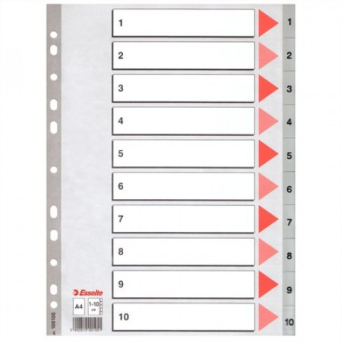 Esselte Regiszter műanyag A4 1-10 szürke