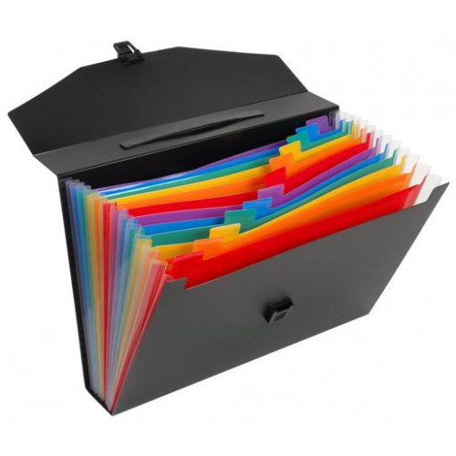 Viquel Harmonikamappa irattáska PP 12 rekeszes Rainbow Class fekete