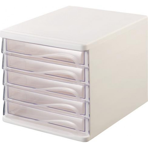Helit Irattároló műanyag 5 fiókos fehér/áttetsző