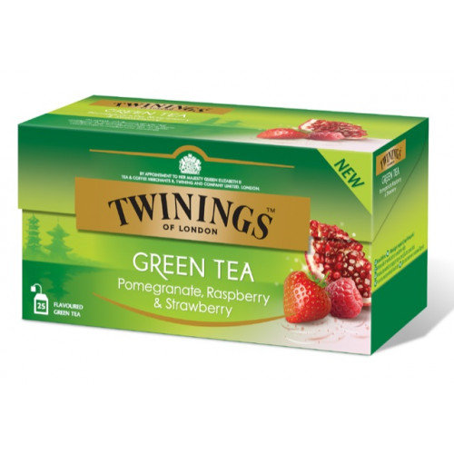 Twinings Zöld tea 25x2g gránátalma málna eper