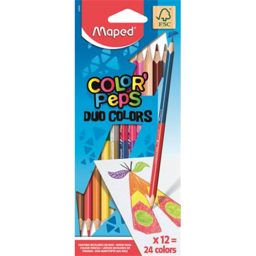 Maped Színes ceruza készlet kétvégű háromszögletű ColorPeps Duo 12=24 különböző szín
