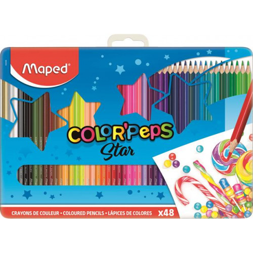 Maped Színes ceruza készlet háromszögletű fém doboz Color Peps 48 különböző szín