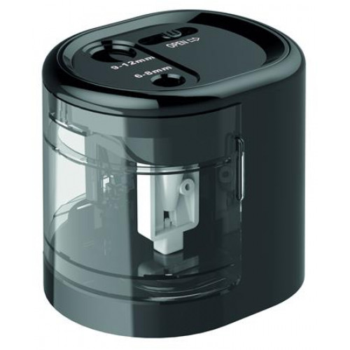 Rapesco Hegyező kétlyukú asztali elemes USB töltővelPS12-USB fekete