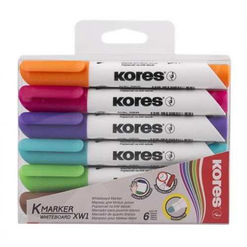 Kores Tábla- és flipchart marker készlet 1-3mm kúpos K-Marker 6 különböző szín