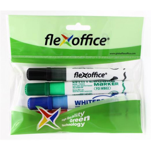 Flexoffice Táblamarker 2,5mm kúpos szett WB02 4 szín