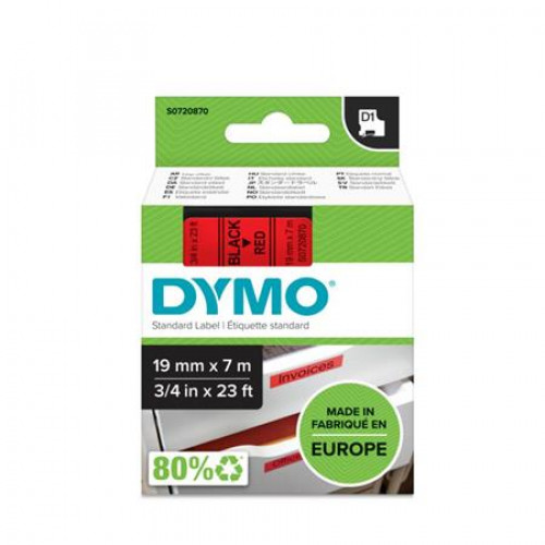 Dymo Feliratozógép szalag 19mmx7m D1 piros-fekete