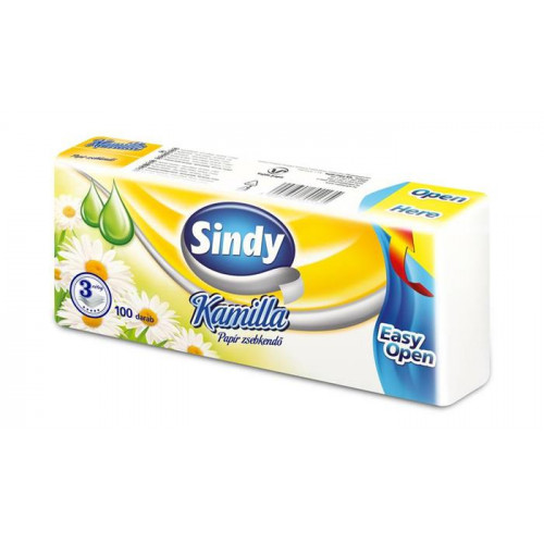 Sindy Papír zsebkendő 3 rétegű 100db kamilla