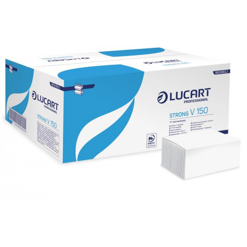Lucart Kéztörlő V hajtás 2 rétegű Strong hófehér (863060J)