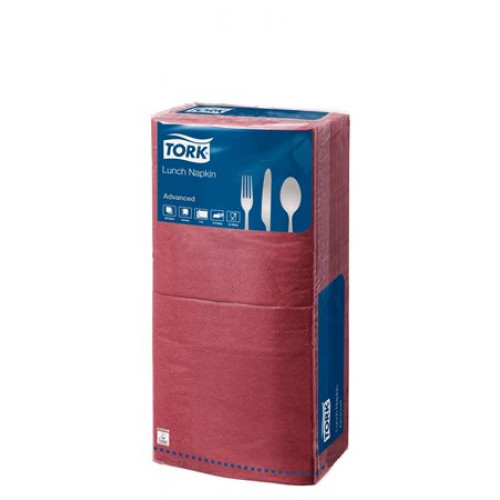 Tork Szalvéta 1/4 hajtogatott 2 rétegű 33x33cm Advanced Lunch bordó (477213)