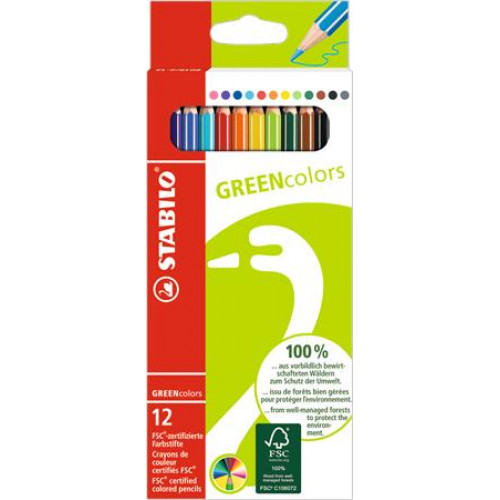 Stabilo Színes ceruza készlet hatszögletű GreenColors 12 különböző szín