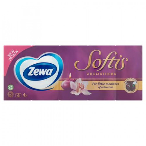 Zewa Papír zsebkendő 4 rétegű 10x9db Softis aromatherapia