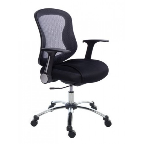 Mayah Irodai forgószék karfás fekete szövet hálós háttámla króm láb Spirit