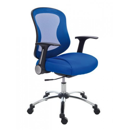 Mayah Irodai forgószék karfával kék szövet hálós háttámla króm lábkereszt Spirit