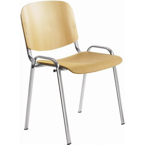 Tárgyalószék 1120 LC - krómozott fémváz bükk színű fa ülőlappal